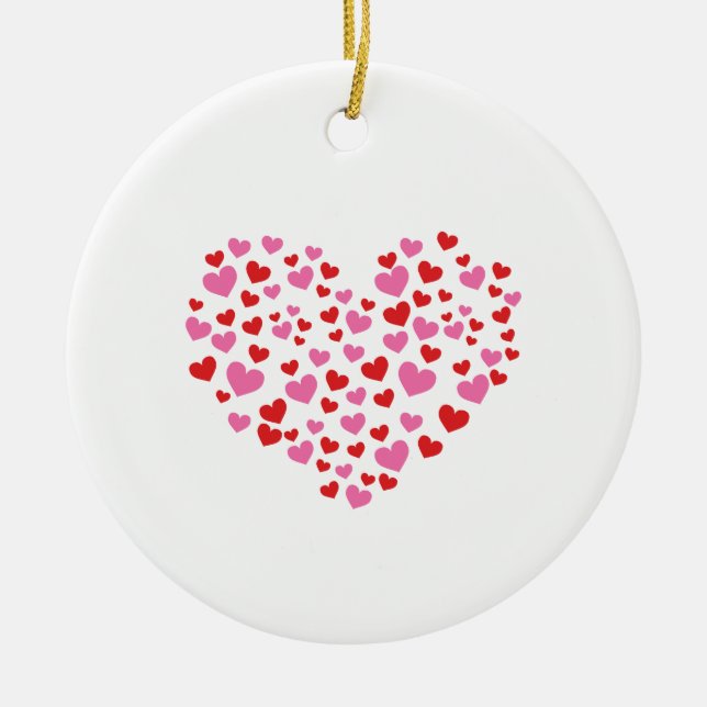 Rote und rosa Herzen Keramik Ornament (Vorne)