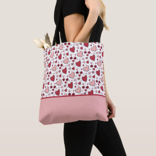Rote und rosa Herzen Rosen Doodle Art Farbblock