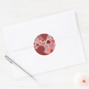 Rote und rosa Herzen Runder Aufkleber