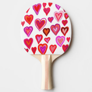 Rote und rosa Herzen Tischtennis Schläger