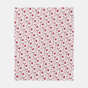 Rote und rosa Herzen und Rosen Doodle-Kunst Fleecedecke
