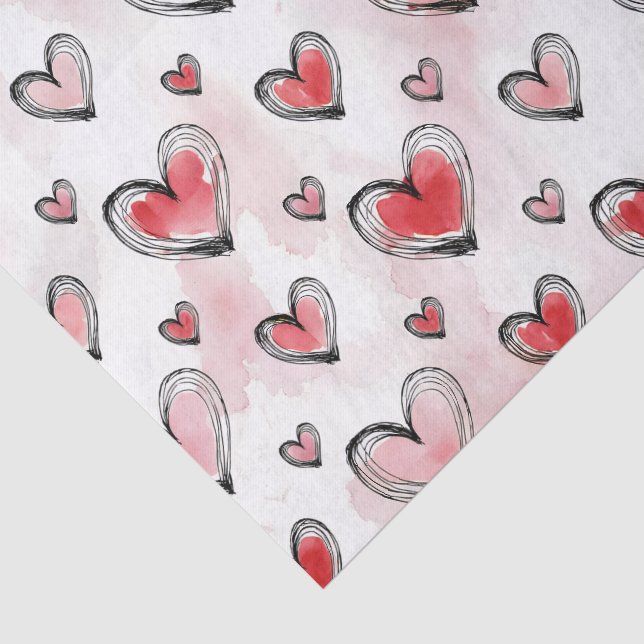 Rote und rosa Herzen Valentinstag Seidenpapier (Ausschnitt)