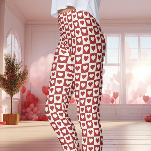 Rote und rosa Karton Herzvalentiner Leggings