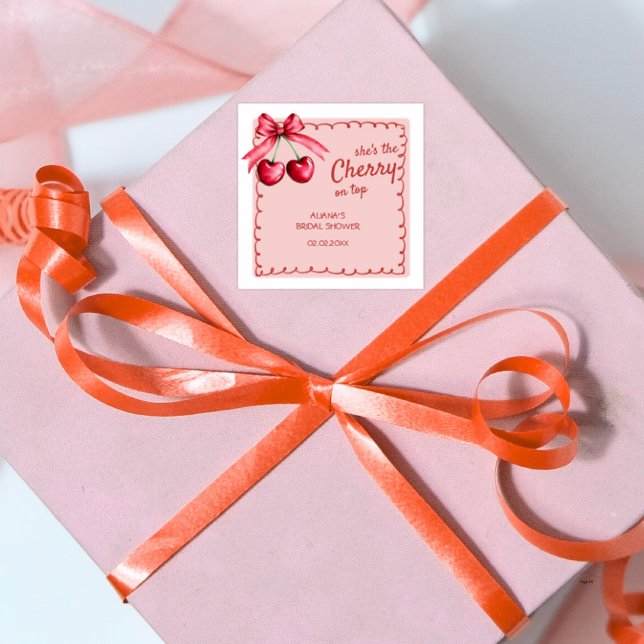 Rote und rosa Kirsche auf dem Brautparty der obere Quadratischer Aufkleber (Von Creator hochgeladen)