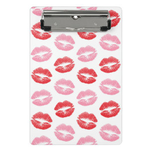 Rote und rosa Lippen, Lippenmuster, Lippenstift, K Mini Klemmbrett