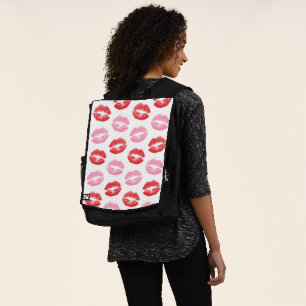 Rote und rosa Lippen, Lippenmuster, Lippenstift, K Rucksack