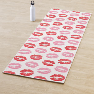 Rote und rosa Lippen, Lippenmuster, Lippenstift, K Yogamatte