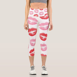 Rote und rosa Lippen, Muster von Lippen, Lippensti Capri Leggings