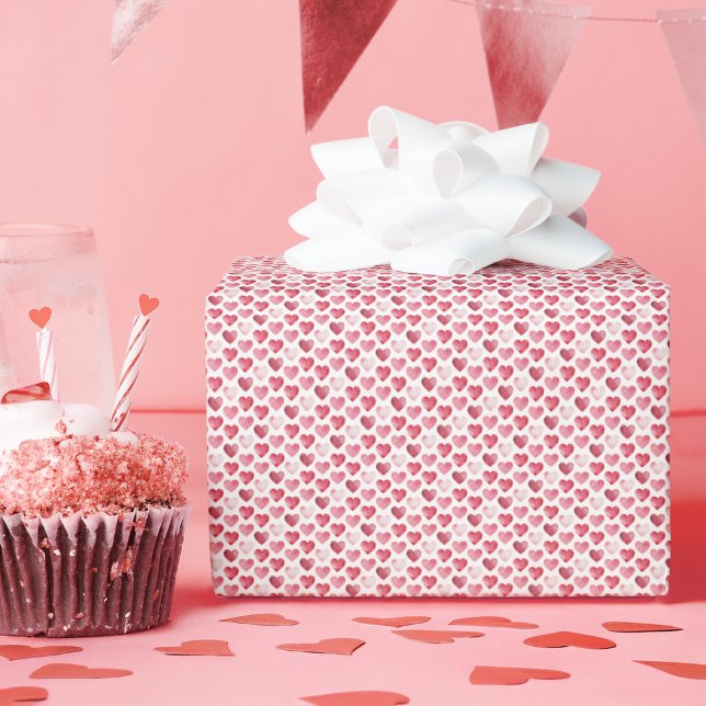 Rote und rosa Mini-Aquarell-Herzen Geschenkpapier (Von Creator hochgeladen)