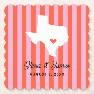 Rote und rosa moderne Streifen Texas-Hochzeit Untersetzer