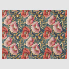 Rote und rosa Pflaumen, Allover-Muster Seidenpapier