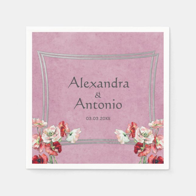 Rote und rosa Pflaumen Serviette (Vorderseite)