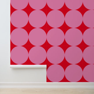 Rote und rosa Retro-Kreise Tapete