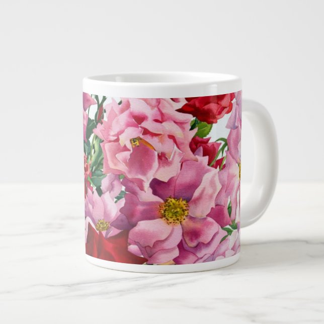 Rote und rosa Rosen 2008 Jumbo-Tasse (Vorderseite Rechts)