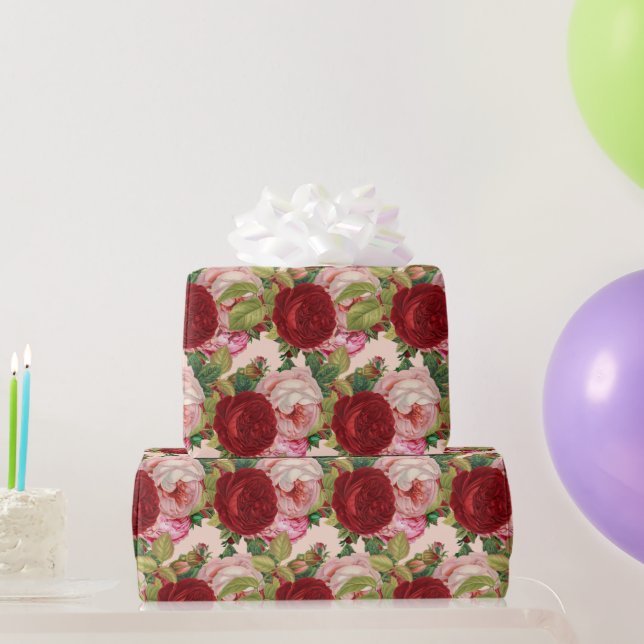Rote und rosa Rosen Dekorative Kunst oder Geschenkpapier (Partygeschenke)