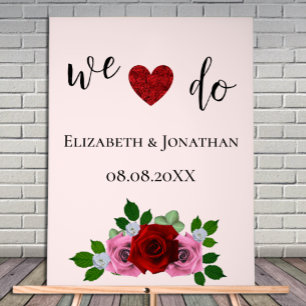 Rote und rosa Rosen Hochzeit Acrylschild