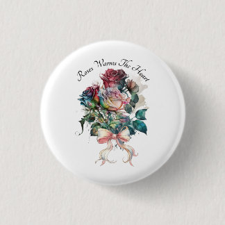 Rote und rosa Rosen mit einer Schleife  Button