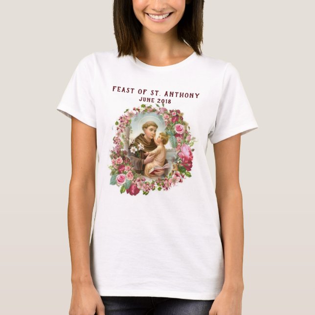 Rote und rosa Rosen St Anthony T-Shirt (Vorderseite)