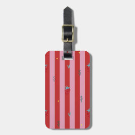 rote und rosa Streifen, kühnes Design mit Erdbeere Gepäckanhänger