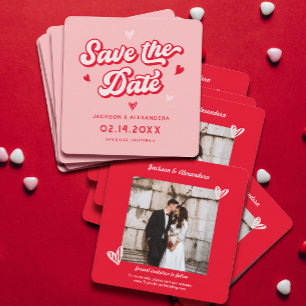 Rote und rosa Valentines Hochzeitssemble Foto Save The Date