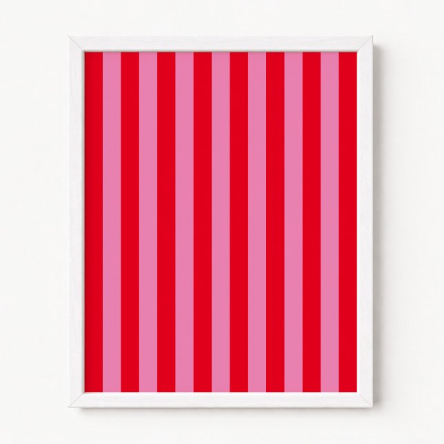 Rote und rosa vertikale Streifen Poster (Red and Pink Vertical Stripes Poster)