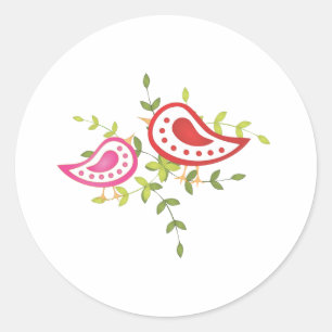 Rote und rosa Vögel Runder Aufkleber