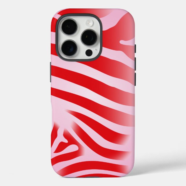 Rote und rosa Zebra Druckstreifen Case-Mate iPhone Hülle (Rückseite)
