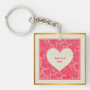 Rote und rosafarbene blumenreiche Herzen Valentins Schlüsselanhänger