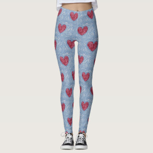 Rote und rosafarbene Imitate und Blau Blauer Entwu Leggings