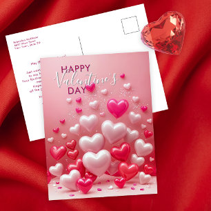 Rote und rosafarbene Liebe Herzenslust Valentinsta Postkarte