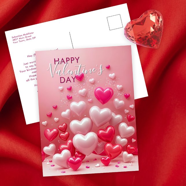 Rote und rosafarbene Liebe Herzenslust Valentinsta Postkarte (Von Creator hochgeladen)