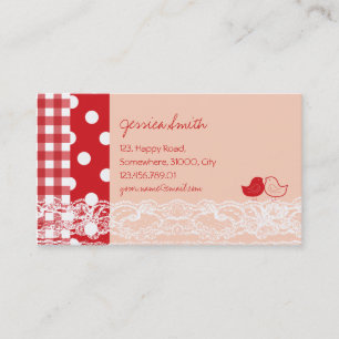 Rote und rosafarbene Vögel Scrapbook Spitzen Niedl Visitenkarte