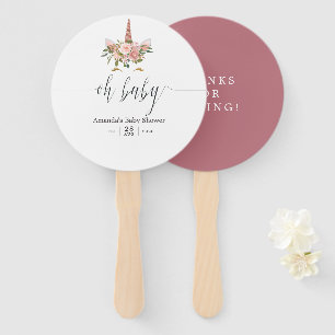 Röte und Roségold Florales Einhorn-Baby-Shower Fächer