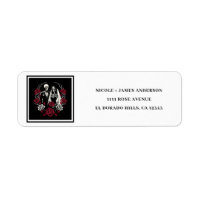 Rote und Schwarz-weiße Rose Skeleton Couple Weddin