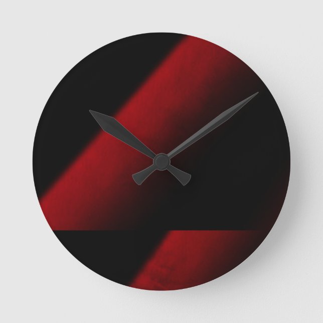 Rote und schwarze abstrakte Acrylwanduhr Runde Wanduhr (Vorderseite)