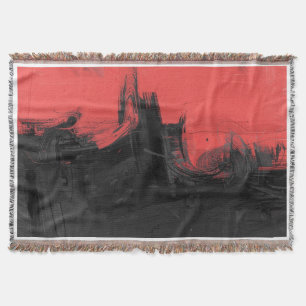 Rote und schwarze abstrakte expressionistische Kun Decke