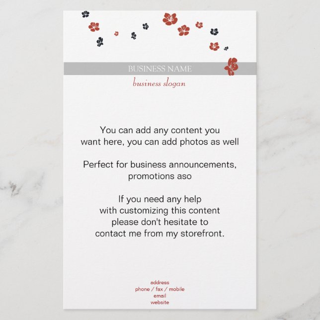 Rote und schwarze Blume auf Weiß Elegant Flyer (Vorne)