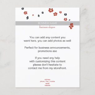 Rote und schwarze Blume auf Weiß Elegant Flyer