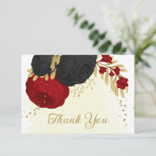 Rote und schwarze Blume, botanische Hochzeit Dankeskarte