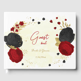 Rote und schwarze Blume, botanische Hochzeit Gästebuch