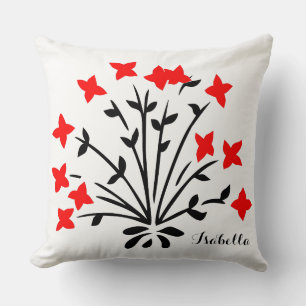 Rote und schwarze Blumen anpassbares Dekor Kissen