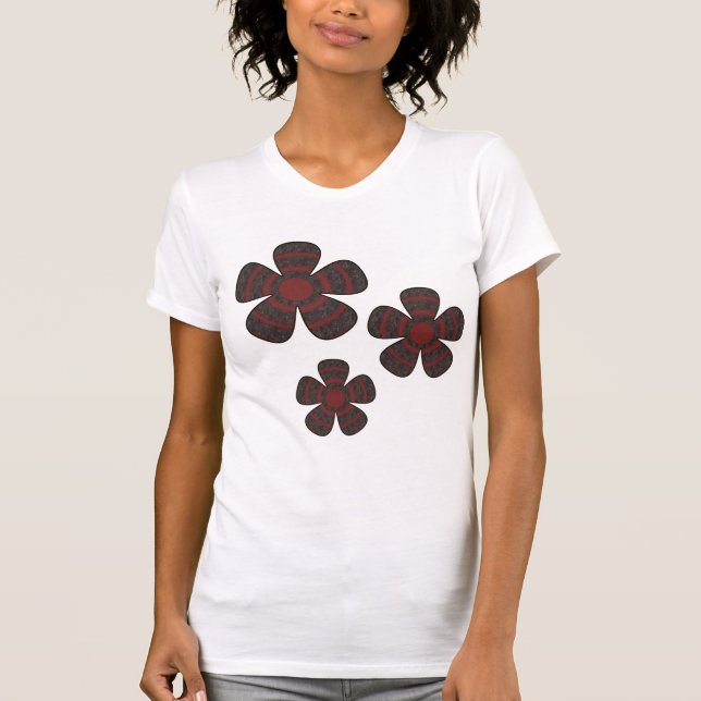rote und schwarze Blumen T-Shirt (Vorderseite)