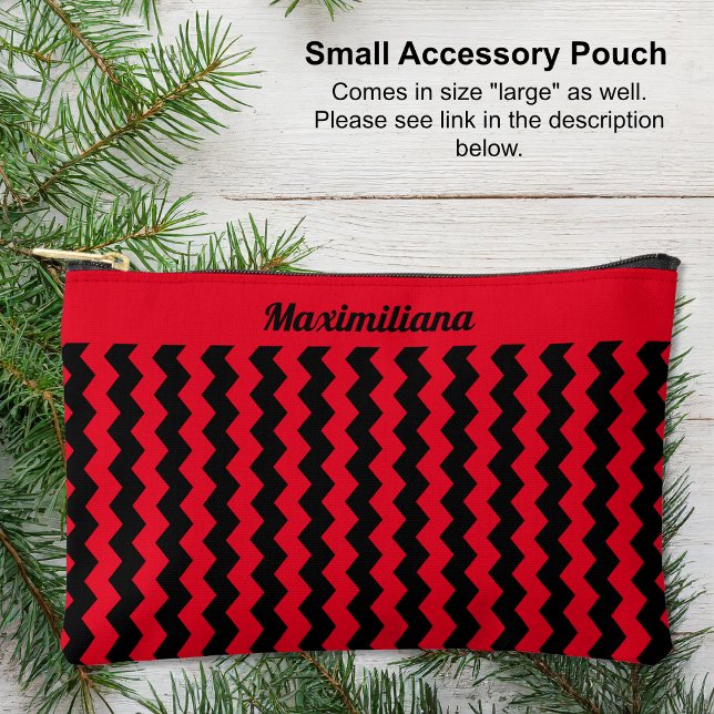 Rote und schwarze Chevronen - KLEINE Zubehörtasche (Small Accessory Pouch - Red and Black Chevrons by Leapfroglisics Shop)
