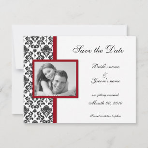 Rote und schwarze Damaskus Save the Date Foto Card