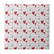 Rote und schwarze Doodle-Herzen Liebe