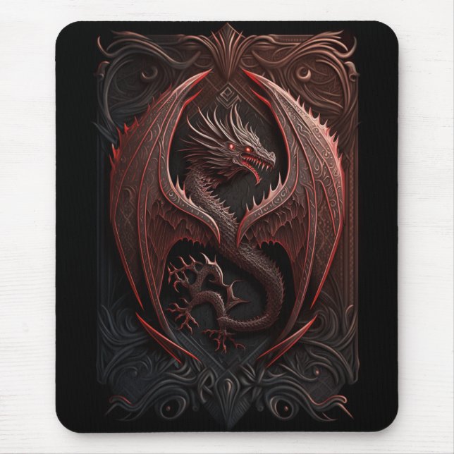 Rote und schwarze Drachenmousepads Mousepad (Vorne)