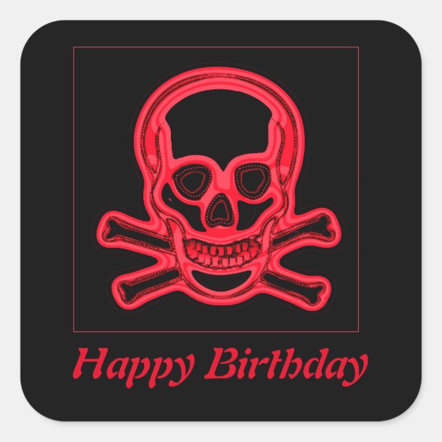 Rote und schwarze Farben, digitale Kunst Quadratischer Aufkleber (Vorderseite)