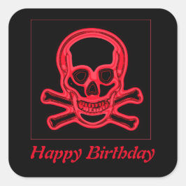 Rote und schwarze Farben, digitale Kunst Quadratischer Aufkleber