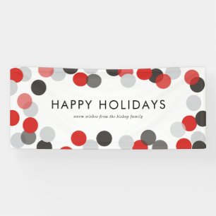 Rote und schwarze festliche Confetti Dots Happy Ho Banner