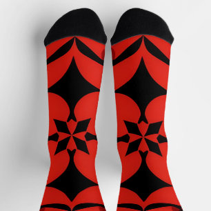 Rote und schwarze geometrische abstrakte Kunst Socken